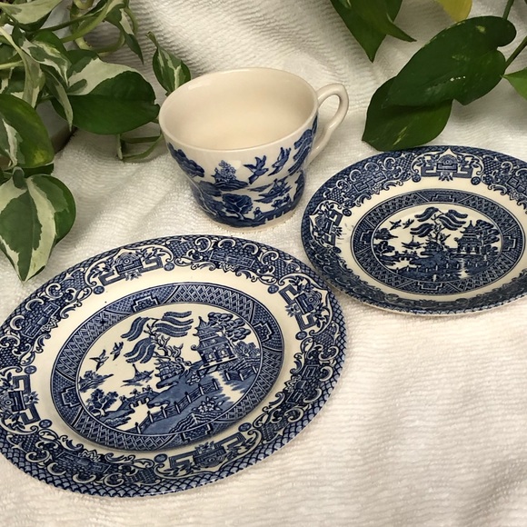 Vtg EIT England English Ironstone Tableware Blue Willow 3 pieces - Picture 4 of 10